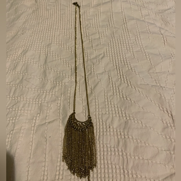 Gold tone tassel necklace. - Picture 2 of 2
